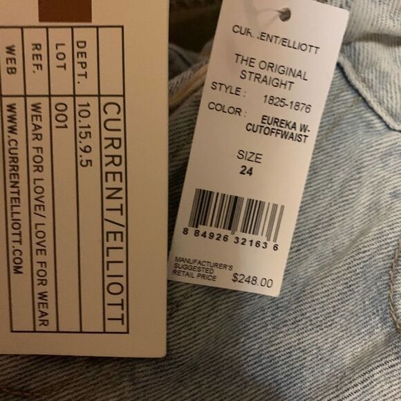 Current/Elliott The Original Straight Jeans Women's Size 24 High Rise - Picture 3 of 8